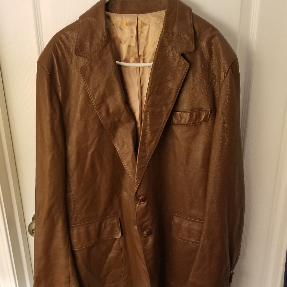 Vintage Leather Blazer Mens s46